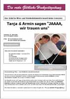 Eine sehr schoene und ausgefallenen Hochzeitszeitung von Tanja & Armin http://www.die-goettlichers.com