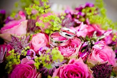 Blumen, Hochzeit, Trauringe, Blumenstrauß, Feier, Goldene Hochzeit