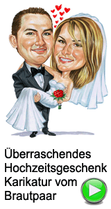 Überraschendes Hochzeitsgeschenk - Karikatur von dem Brautpaar